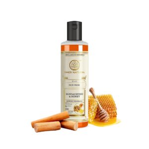 Khadi Natural Sandalwood & Honey Face Wash | Herbal Face Cleanser for Radiant Looking Skin | Helps Cleanse Skin & Improve Skin Texture | Gentle Daily Skin Care Formula | Suitable for All Skin Types | 210ml